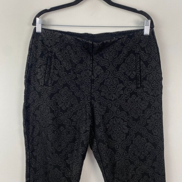 Chicos So Slimming Juliet Flocked Pants Size 2 US 12 Large Black Ankle Pull On - Picture 2 of 11